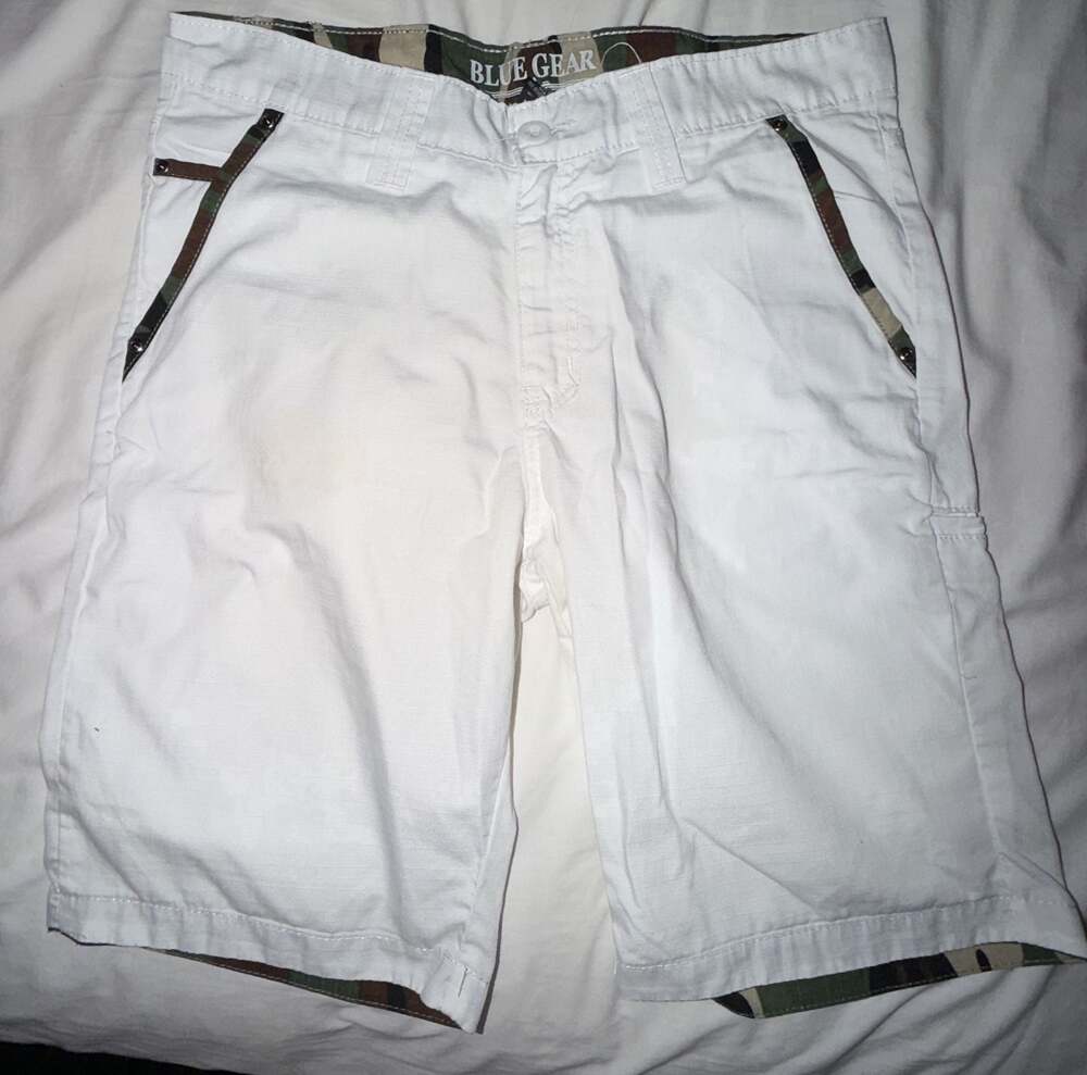 Blue Gear White Camo Accent Cargo Shorts Size 32